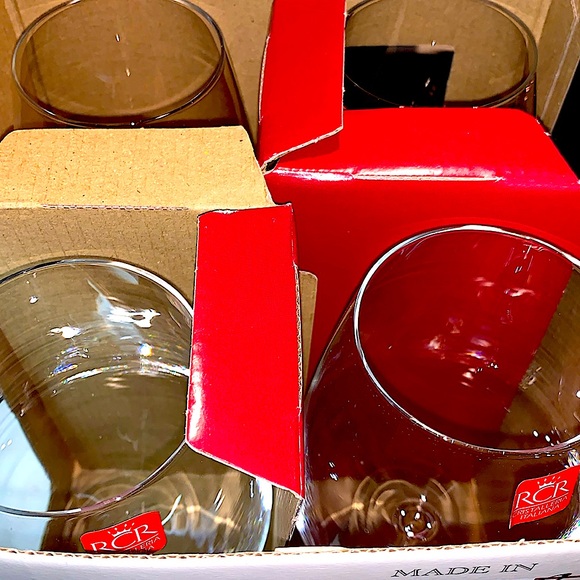 RCR CRISTALLERIA ITALIANA WINE GOBLETS 14.75 oz SET OF 4 CLEAR GLASS ITALY - Picture 8 of 8
